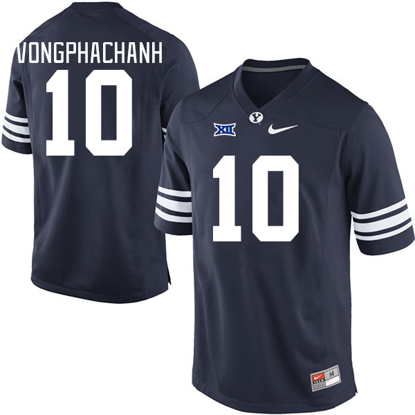 BYU Cougars #10 AJ Vongphachanh Big 12 Conference College Football Jerseys Stitched Sale-Navy